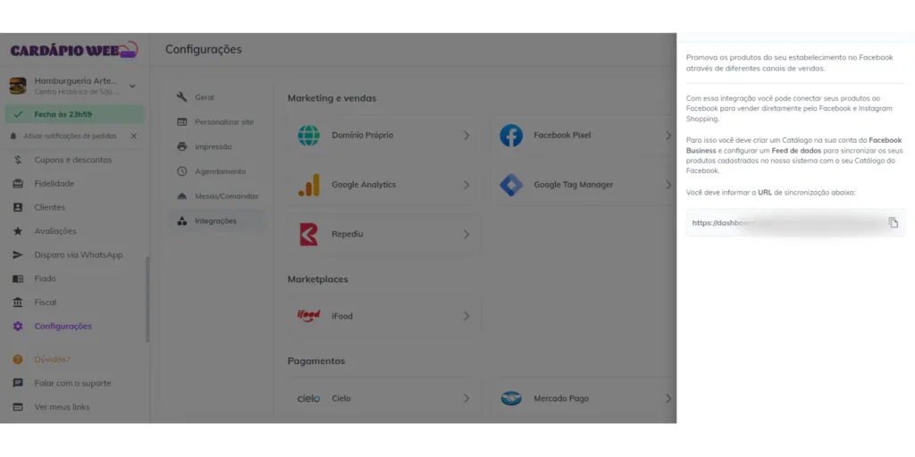 Aumente Suas Vendas: Integração do Catálogo do Facebook e Cardápio Web